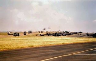 A very busy apron of Alouette IIIs and Oryxs seen at AFB Swartkop, home of 19 Sqn.