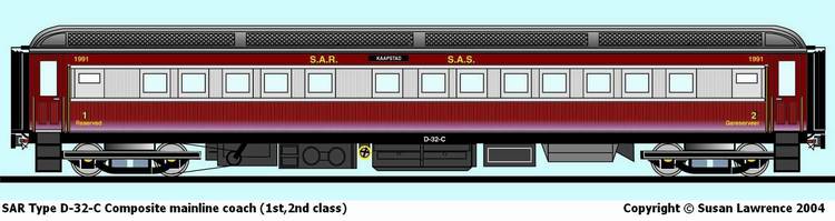 SAR Type D-32-C Composite mainline coach (1st, 2nd class)
