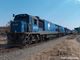 Blue train headed by class 34 diesels numbers 651 and 652 wait patiently at Magaliesburg for the return trip to Pretoria. 17.07.06. Photo  Richard Gillatt