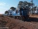 Blue Train class 34 diesels 651 and 652 at the Randfontein level crossing. 17.07.06.Photo  Richard Gillatt